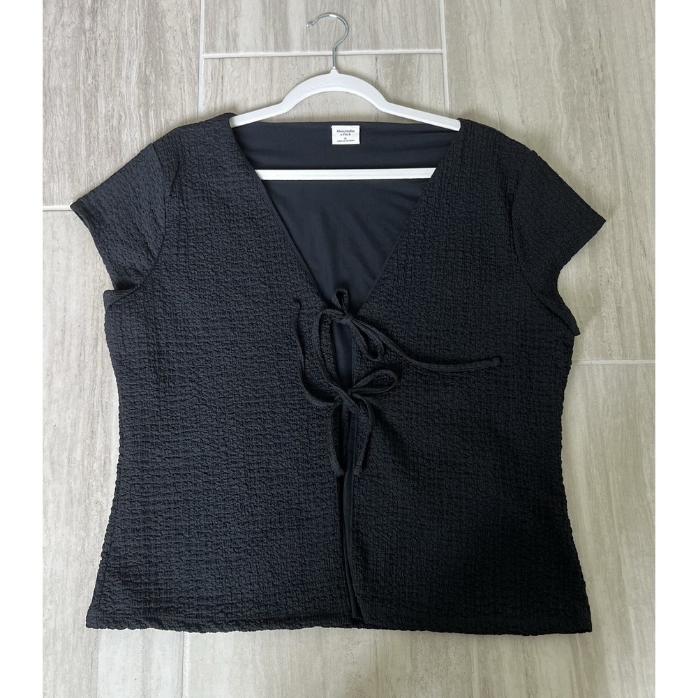 New Abercrombie & Fitch Bubble Knit Tie Front Textured Top Size XL